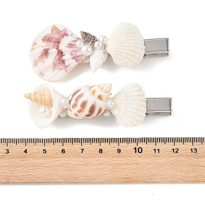 4Pcs 4 Styles Natural Shell Alligator Hair Clips PHAR-TA000014-1