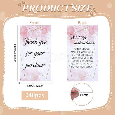 240Pcs Floral Print Paper Care Instructions Cards AJEW-FG0005-62E-1