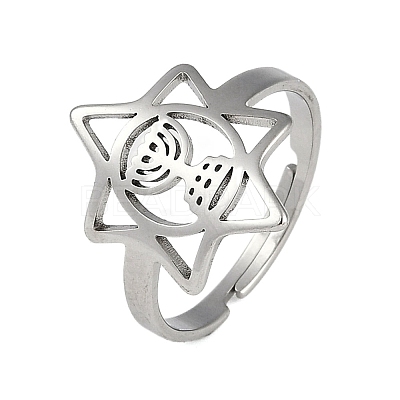 201 Stainless Steel Adjustable Rings for Women RJEW-M008-03P-1