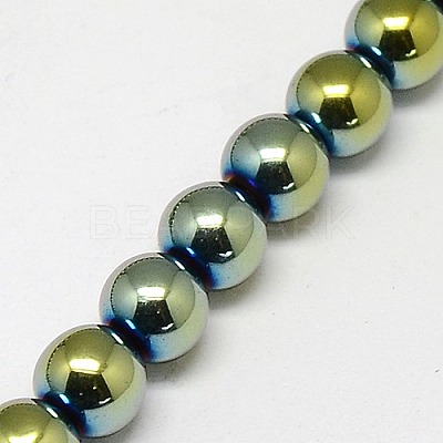 Electroplate Non-magnetic Synthetic Hematite Beads Strands G-J169A-6mm-06-1