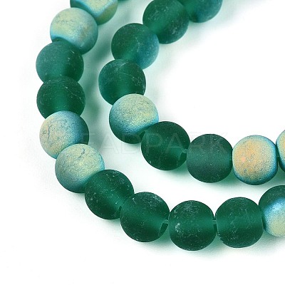 Frosted Transparent Glass Beads Strands GLAA-T032-T6mm-MBB21-1