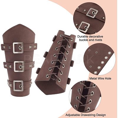 Leatheroid Punk Style Cuff Wristband for Bikers AJEW-WH0020-38A-1
