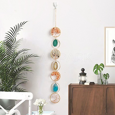 Natural Mixed Gemstone Wind Chime HJEW-P015-07-1