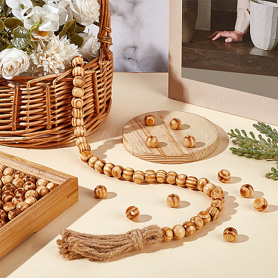 120Pcs Pinewood Large Hole European Beads WOOD-OC0003-81A-1