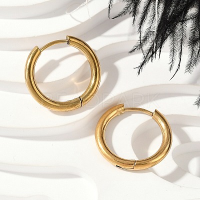 202 Stainless Steel Huggie Hoop Earrings EJEW-F111A-18mm-G-1