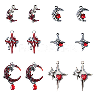 24Pcs 6 Styles Alloy Resin Pendants FIND-TA0009-58-1