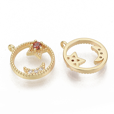 Brass Micro Pave Cubic Zirconia Charms KK-N216-28C-NF-1