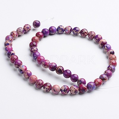 Dyed & Heated Natural Imperial Jasper Round Bead Strands X-G-M274-03-8mm-1