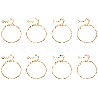 8Pcs Brass Round Snake Chain Bracelet for Men Women BJEW-PH0004-28-1