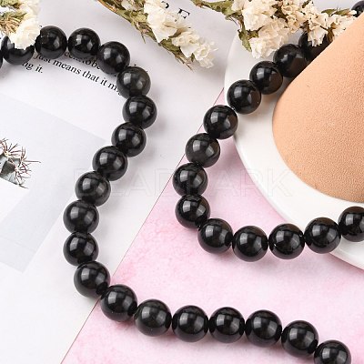 Natural Obsidian Beads Strands G-G099-14mm-24-1
