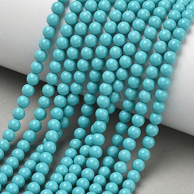 Synthetic Taiwan Turquoise Round Beads Strands G-A130-4mm-L08-1