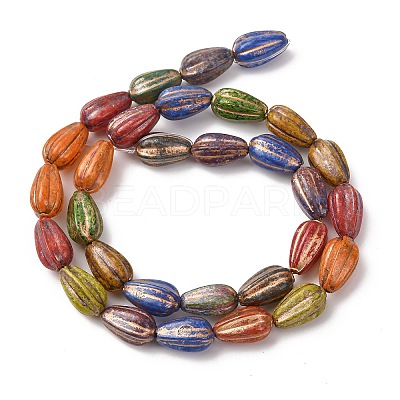 Painted Glass Beads Strands GLAA-B037-06-1