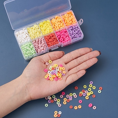1500Pcs 10 Colors Light Colors Handmade Polymer Clay Beads CLAY-YW0001-37A-1