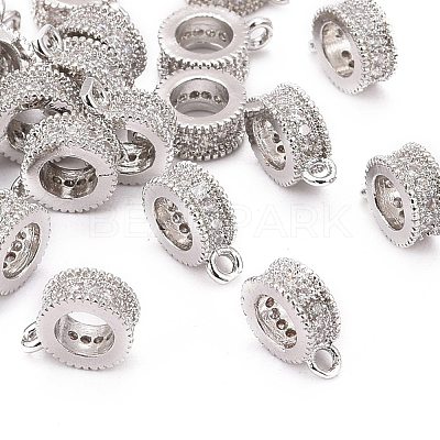 Rack Plating Brass Micro Pave Cubic Zirconia Tube Bails ZIRC-I012-05P-RS-1