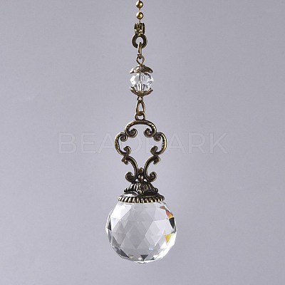 Faceted Glass Round Big Pendant Decorations HJEW-F007-A05-1