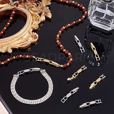 8Pcs 2 Colors Bowknot Rack Plating Brass Micro Pave Clear Cubic Zirconia Watch Band Clasps ZIRC-PH0001-32-1