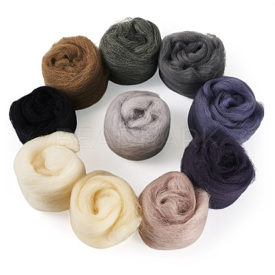 50G 10 Styles Needle Felting Wool Roving DIY-TA0012-77-1