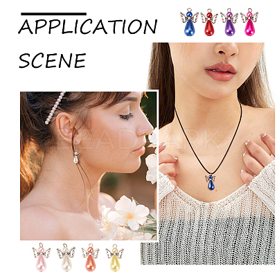 Angel Acrylic Imitation Pearl Pendants PALLOY-TAC0047-1