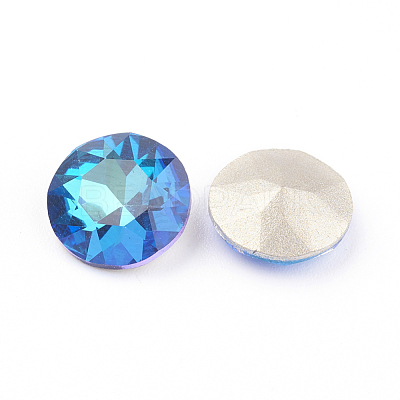 Pointed Back & Back Plated Glass Rhinestone Cabochons X-RGLA-J012-8mm-001BB-1