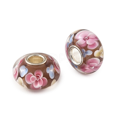 Lampwork & Brass Core European Beads LAMP-P019-01P-15-1
