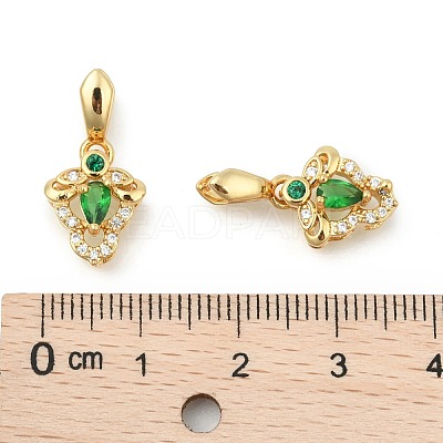Brass Micro Pave Cubic Zirconia Ice Pick Pinch Bails ZIRC-L093-07G-1