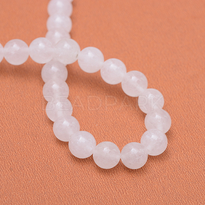 Round Natural White Jade Bead Strands G-R345-6mm-06-1