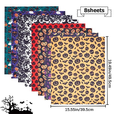 Halloween Printed Polycotton Fabric DIY-WH0032-07B-1
