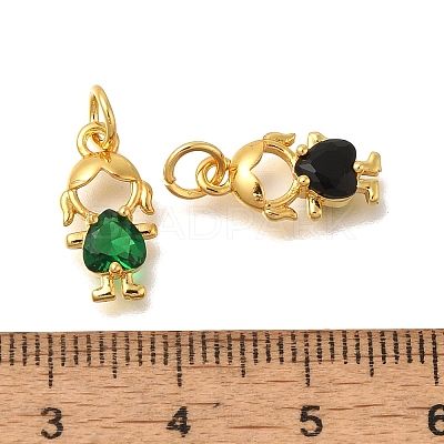 Rack Plating Brass Micro Pave Cubic Zirconia Charms KK-I716-25G-1
