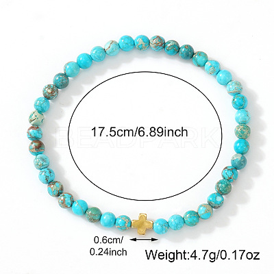 Bohemian Natural Imperial Jasper Round Beads Stretch Bracelets NO3013-5-1