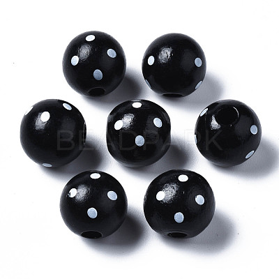 Painted Natural Wood European Beads WOOD-S057-056F-1