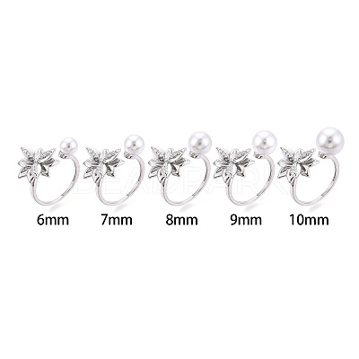 Flower Brass Micro Pave Clear Cubic Zirconia Cuff Ring Settings KK-T076-68P-1