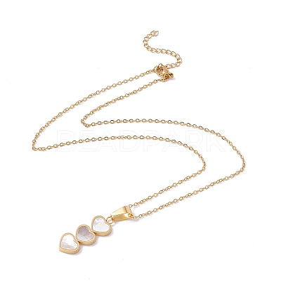 Natural Shell Heart Stud Earrings & Pendant Necklace SJEW-G080-01G-1