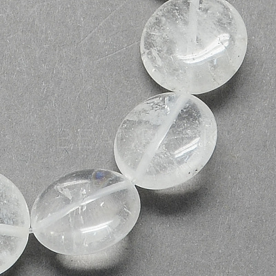 Flat Round Gemstone Natural Quartz Crystal Beads Strands G-S110-14mm-20-1