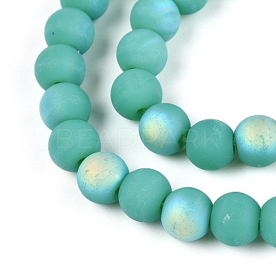 Frosted Opaque Glass Beads Strands GLAA-T032-P6mm-MBB12A-1