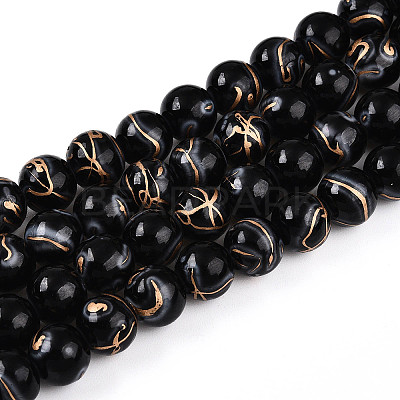 Baking Paint Glass Beads Strands DGLA-N010-10mm-10-1