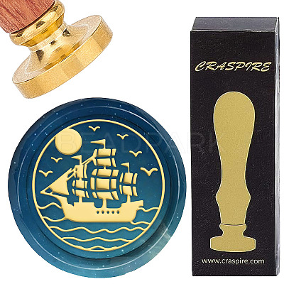 Brass Wax Seal Stamps with Wood Handle AJEW-WH0412-0206-1