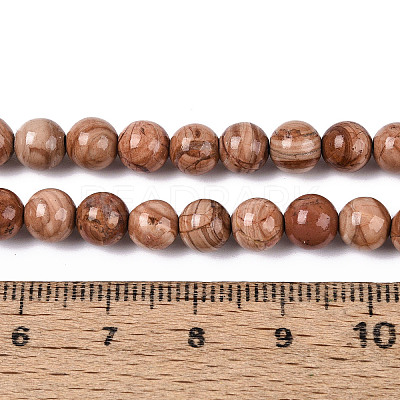 Natural Wood Lace Stone Wooden Jasper Beads Strands G-T143-30A-02-1