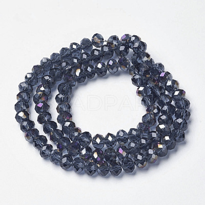 Electroplate Transparent Glass Beads Strands EGLA-A034-T6mm-F14-1