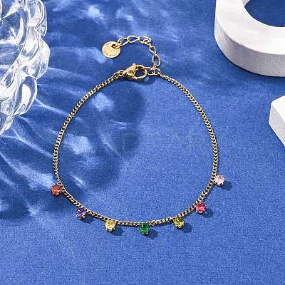 304 Stainless Steel Charm Bracelets BJEW-A047-02G-1