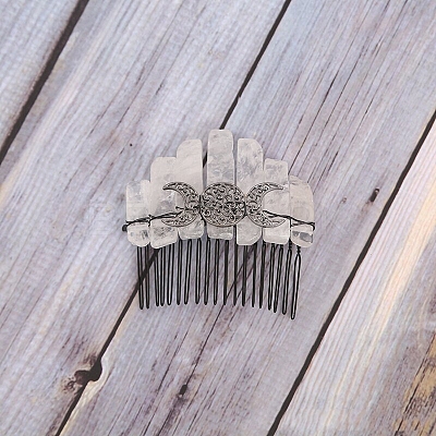 Raw Natural Quartz Crystal Hair Combs PW-WG99718-10-1