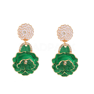 Alloy Enamel Stud Dangle Earrings WG6042F-03-1