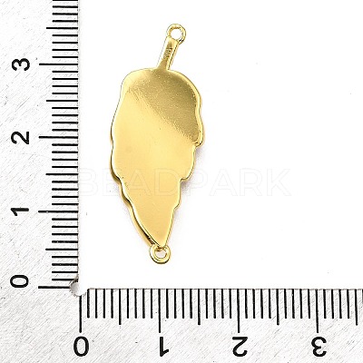 Brass Micro Pave Clear Cubic Zirconia Enamel Leaf Connector Charms KK-V011-25G-1