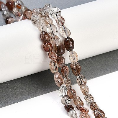 Natural Black Gold Rutilated Quartz Beads Strands LS-G-P497-01A-16-1