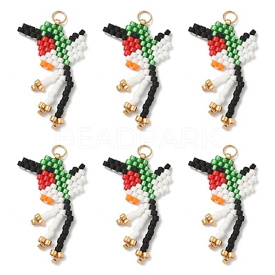 Glass Seed Beaded Bird Pendants PALLOY-MZ00920-04-1