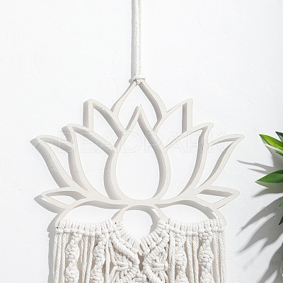 Bohemian Macrame Lotus Wood Wall Hanging Decorations PW-WG80509-01-1