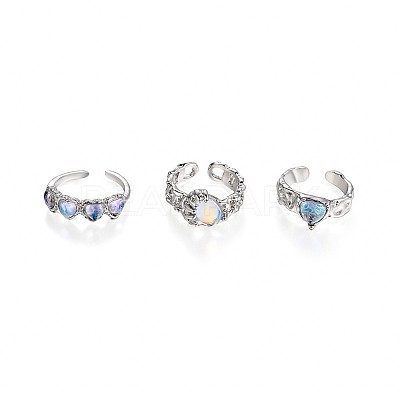 3Pcs Alloy with Rhinestone Cuff Rings FS-WGCB7EB-21-1