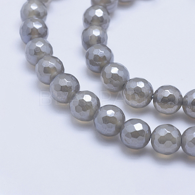 Electroplated Natural Grey Agate Beads Strands X-G-G724-8mm-1