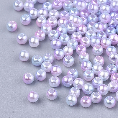 Rainbow ABS Plastic Imitation Pearl Beads OACR-Q174-12mm-01-1