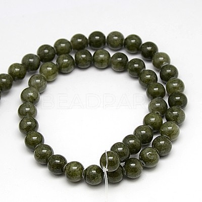 Natural Yellow Jade Beads Strands G-G598-8mm-YXS-26-1