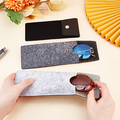 3Pcs 3 Colors PU Imitation Leather & Felt Slip-in Glasses Cases AJEW-PH0004-72-1
